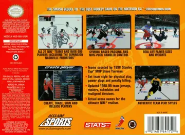 NHL Breakaway 99 (USA) box cover back